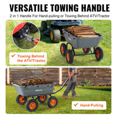 VEVOR Garden Cart, Durable Poly Dump Cart with Simple Assembly Steel Frame, Versatile Dump Wagon with Dual-Function