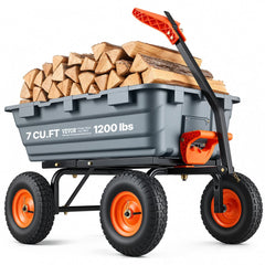 VEVOR Garden Cart, Durable Poly Dump Cart with Simple Assembly Steel Frame, Versatile Dump Wagon with Dual-Function