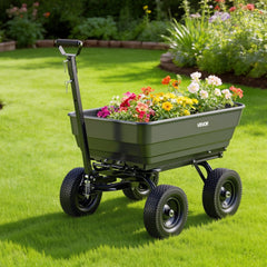 VEVOR Garden Dump Cart, 1200 lbs Poly Dump Cart, 7 Cu. Ft. Garden Carts Dumps Wagon with 2-in-1 Convertible Handle, 90°