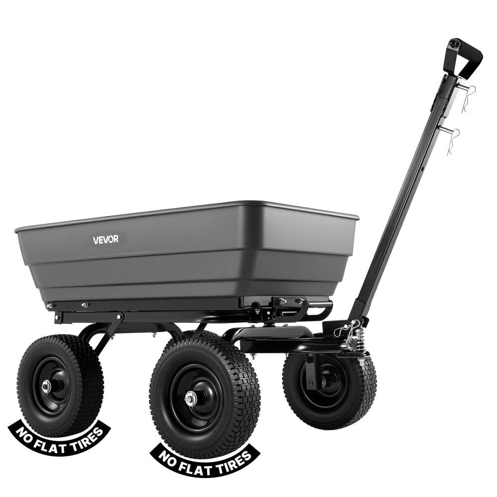 VEVOR Garden Dump Cart, 1200 lbs Poly Dump Cart, 7 Cu. Ft. Garden Carts Dumps Wagon with 2-in-1 Convertible Handle, 90°