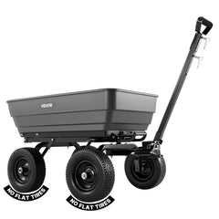 VEVOR Garden Dump Cart, 1200 lbs Poly Dump Cart, 7 Cu. Ft. Garden Carts Dumps Wagon with 2-in-1 Convertible Handle, 90°