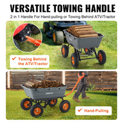 VEVOR Garden Cart, Durable Poly Dump Cart with Simple Assembly Steel Structure, Versatile Dump Wagon with Dual-Function