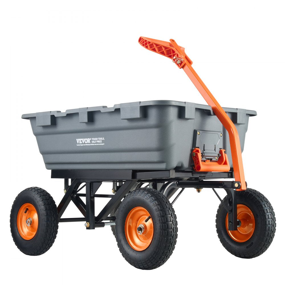 VEVOR Garden Cart, Durable Poly Dump Cart with Simple Assembly Steel Structure, Versatile Dump Wagon with Dual-Function