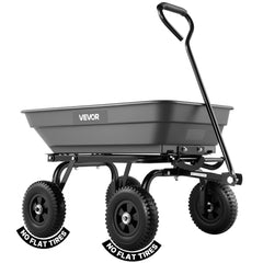 VEVOR Garden Dump Cart, 400 lbs Poly Dump Cart, Garden Carts Dumps Wagon with 90° Quick-Dumps Mechanism, 180° Swivel
