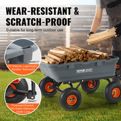 VEVOR Garden Cart, Durable Poly Dump Cart with Simple Assembly Steel Structure, Versatile Dump Wagon with Dual-Function