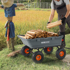VEVOR Garden Cart, Durable Poly Dump Cart with Simple Assembly Steel Structure, Versatile Dump Wagon with Dual-Function