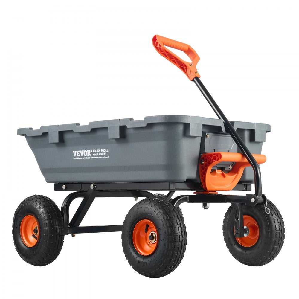 VEVOR Garden Cart, Durable Poly Dump Cart with Simple Assembly Steel Structure, Versatile Dump Wagon with Dual-Function