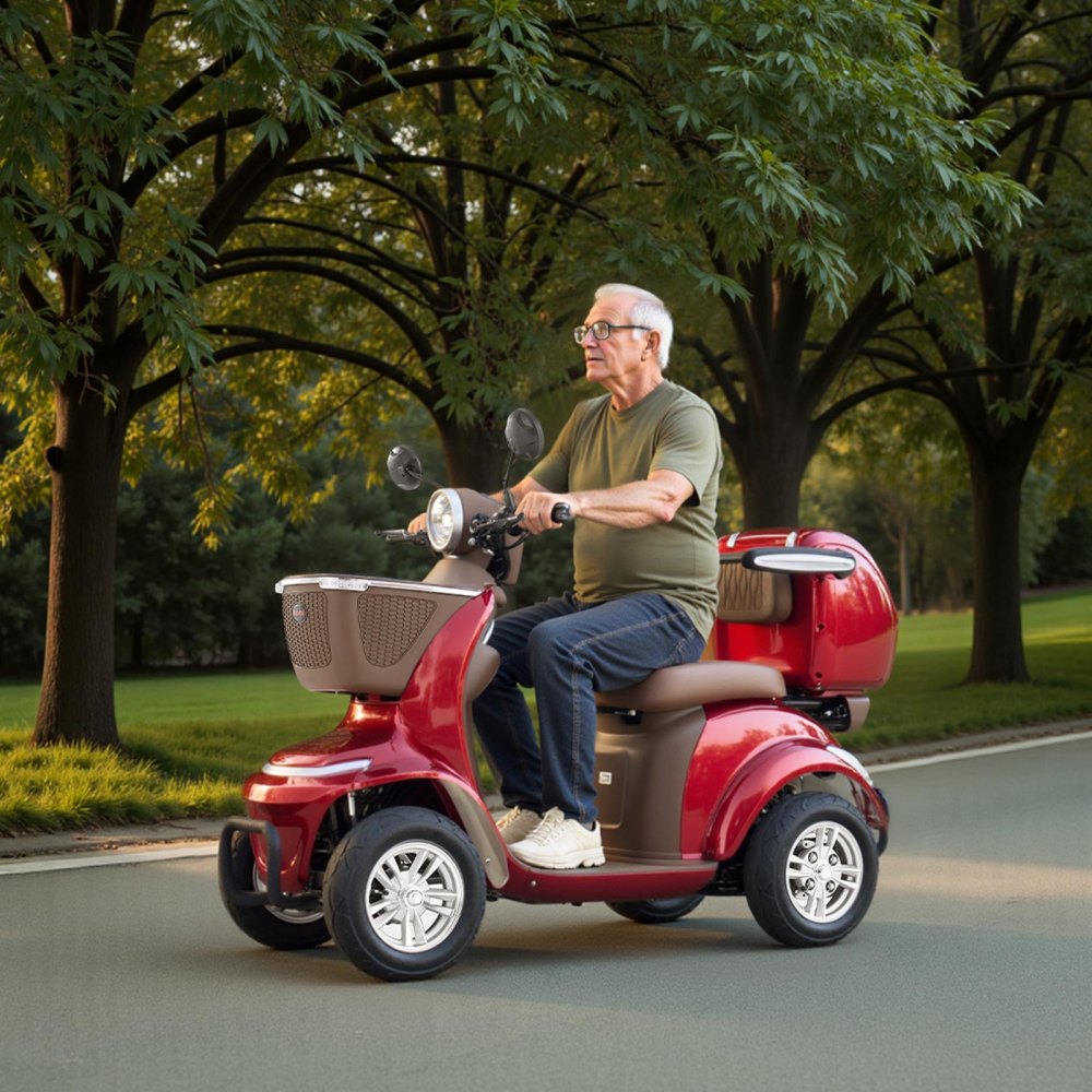 VEVOR Heavy Duty 4-Wheel Mobility Scooters for Seniors & Adults, 500lbs Capacity, 21.5 Miles 3-Speed Long Range, 1000W