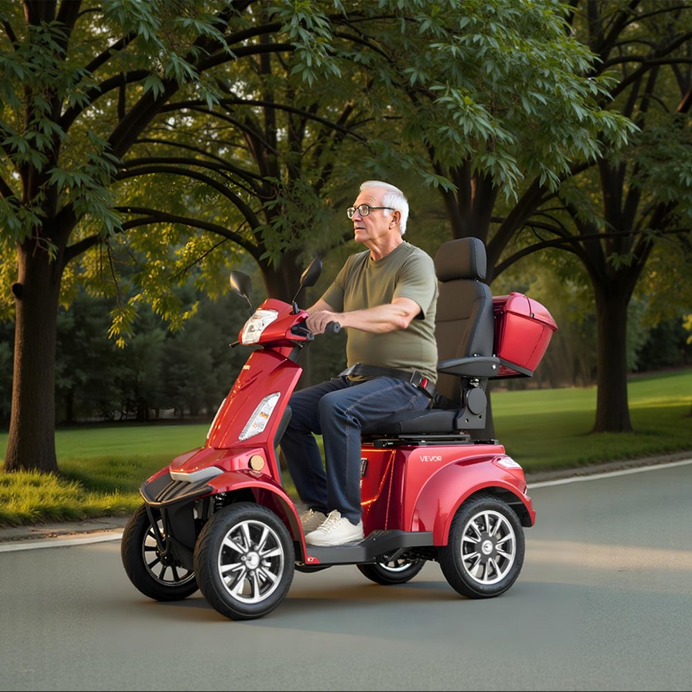 VEVOR Heavy Duty 4-Wheel Mobility Scooters for Seniors & Adults, 500lbs Capacity, 21.5 Miles 3-Speed Long Range, 1000W
