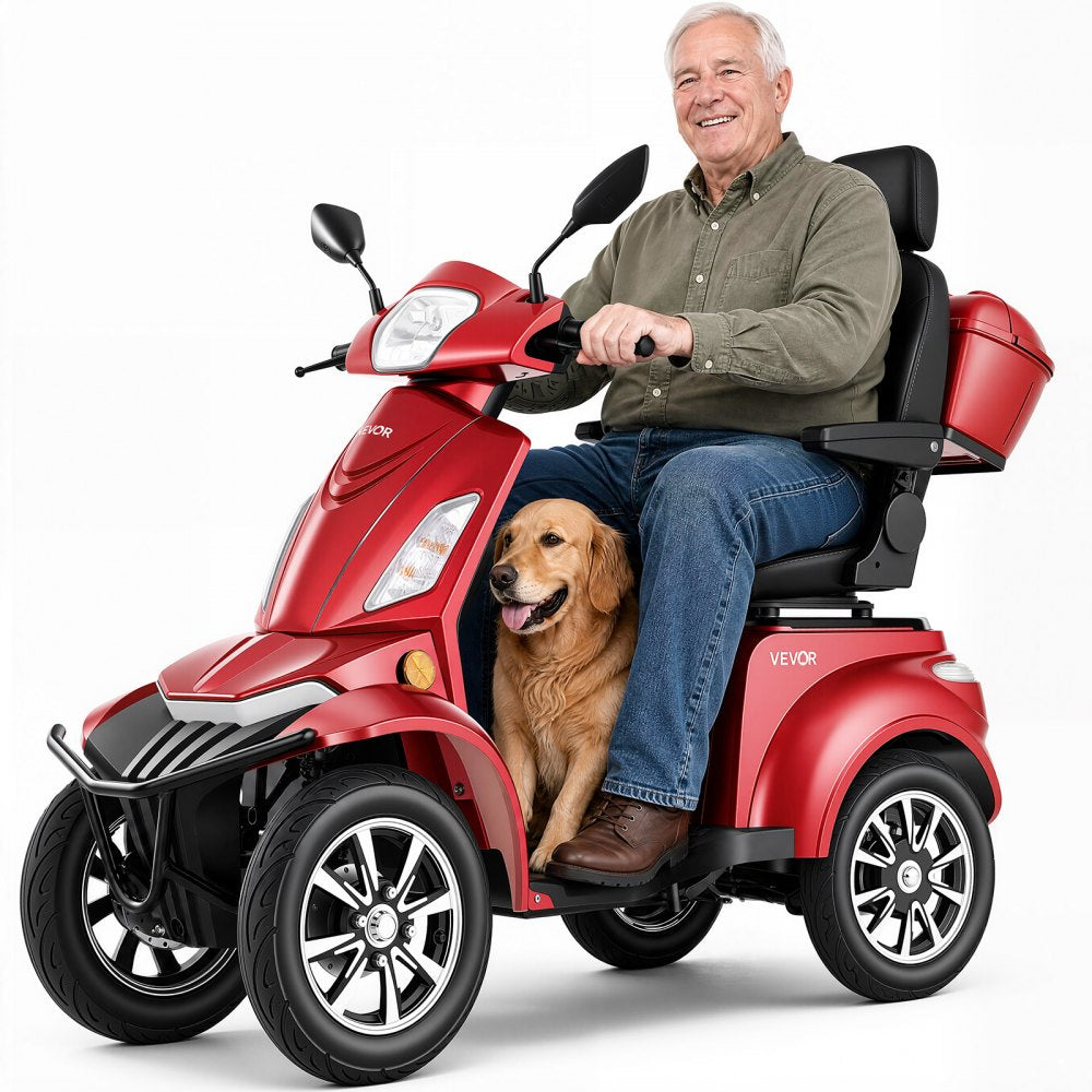 VEVOR Heavy Duty 4-Wheel Mobility Scooters for Seniors & Adults, 500lbs Capacity, 21.5 Miles 3-Speed Long Range, 1000W