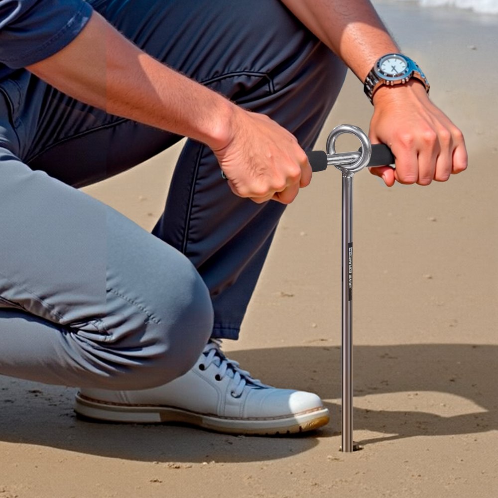 VEVOR Sand Anchor, 18 in Stainless Steel Beach Anchor, Screw in Sand Boat Anchors with Spiral Blade, Shallow Water Boat