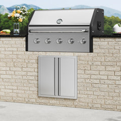 VEVOR BBQ Access Door, 24W x 24H Inch Double Outdoor Kitchen Door, Stainless Steel Flush Mount Door, Wall Vertical Door