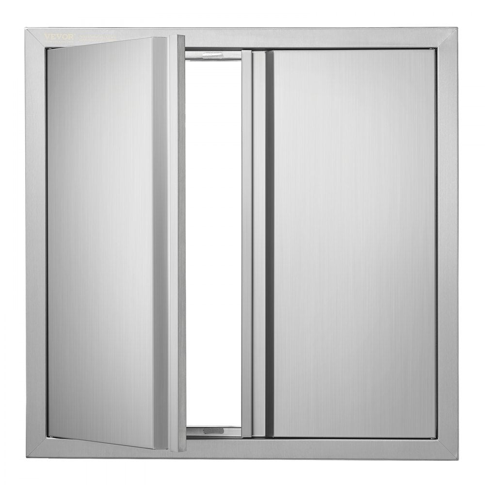 VEVOR BBQ Access Door, 24W x 24H Inch Double Outdoor Kitchen Door, Stainless Steel Flush Mount Door, Wall Vertical Door