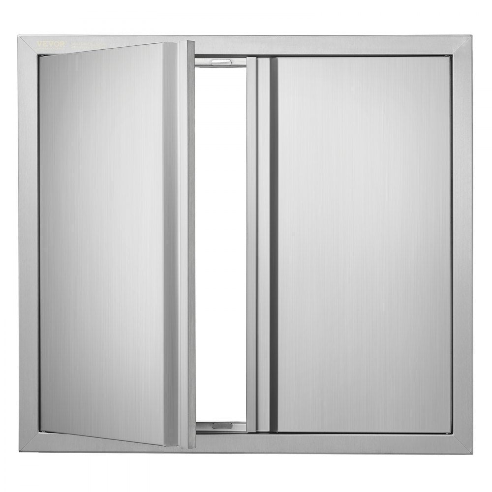 VEVOR BBQ Access Door, 26W x 24H Inch Double Outdoor Kitchen Door, Stainless Steel Flush Mount Door, Wall Vertical Door