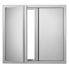 VEVOR BBQ Access Door, 26W x 24H Inch Double Outdoor Kitchen Door, Stainless Steel Flush Mount Door, Wall Vertical Door