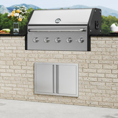 VEVOR BBQ Access Door, 28W x 19H Inch Double Outdoor Kitchen Door, Stainless Steel Flush Mount Door, Wall Vertical Door