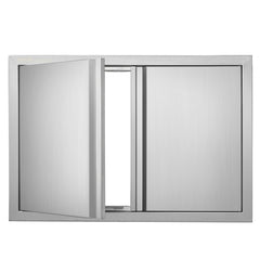 VEVOR BBQ Access Door, 28W x 19H Inch Double Outdoor Kitchen Door, Stainless Steel Flush Mount Door, Wall Vertical Door