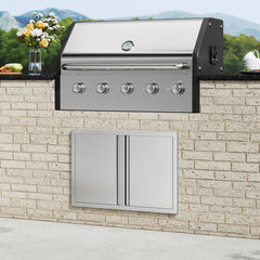 VEVOR BBQ Access Door, 30W x 21H Inch Double Outdoor Kitchen Door, Stainless Steel Flush Mount Door, Wall Vertical Door