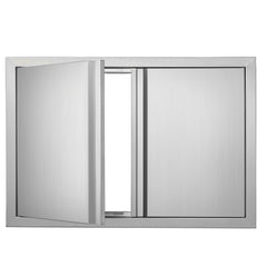 VEVOR BBQ Access Door, 30W x 21H Inch Double Outdoor Kitchen Door, Stainless Steel Flush Mount Door, Wall Vertical Door