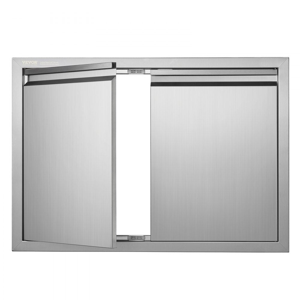 VEVOR BBQ Access Door, 30W x 21H Inch Double Outdoor Kitchen Door, Stainless Steel Flush Mount Door, Wall Vertical Door