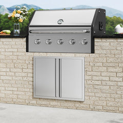 VEVOR BBQ Access Door, 31W x 24H Inch Double Outdoor Kitchen Door, Stainless Steel Flush Mount Door, Wall Vertical Door
