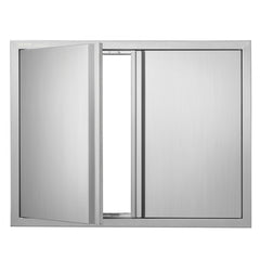 VEVOR BBQ Access Door, 31W x 24H Inch Double Outdoor Kitchen Door, Stainless Steel Flush Mount Door, Wall Vertical Door