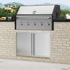 VEVOR BBQ Access Door, 36W x 24H Inch Double Outdoor Kitchen Door, Stainless Steel Flush Mount Door, Wall Vertical Door