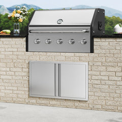 VEVOR BBQ Access Door, 36W x 21H Inch Double Outdoor Kitchen Door, Stainless Steel Flush Mount Door, Wall Vertical Door