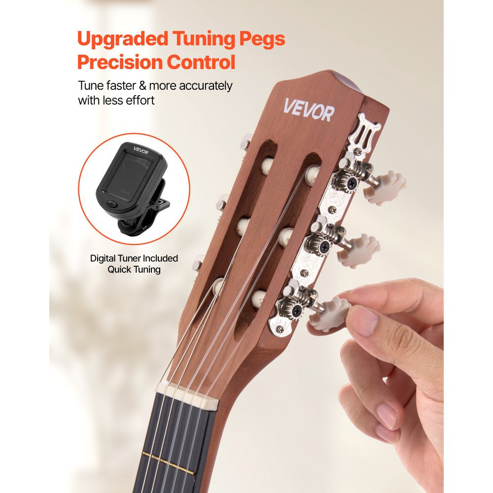 VEVOR Classical Guitar, 36 Inch, Wood Classical Guitar Starter Kit for Beginners, with Nylon Strings, Gig Bag, Strap