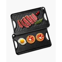 VEVOR Reversible Grill/Griddle, 14x8.5 inch Pre-Seasoned Cast Iron Griddle, Portable Rectangular Pan with Handle
