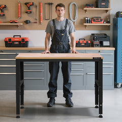 VEVOR Adjustable Workbench, 2000 lbs Capacity, 48 x 20-inch Heavy Duty Work Bench with 28.5-38.3 Inches Height