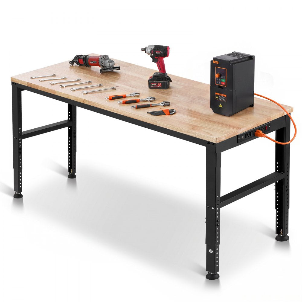 VEVOR Adjustable Workbench, 2000 lbs Capacity, 61 x 20-inch Heavy Duty Work Bench with 27.1-36 Inches Height