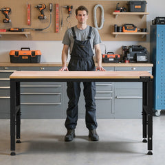 VEVOR Adjustable Workbench, 2000 lbs Capacity, 61 x 20-inch Heavy Duty Work Bench with 27.1-36 Inches Height