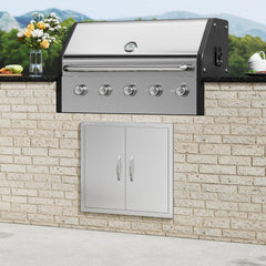 VEVOR BBQ Access Door, 26W x 24H Inch Double Outdoor Kitchen Door, Stainless Steel Flush Mount Door, Wall Vertical Door