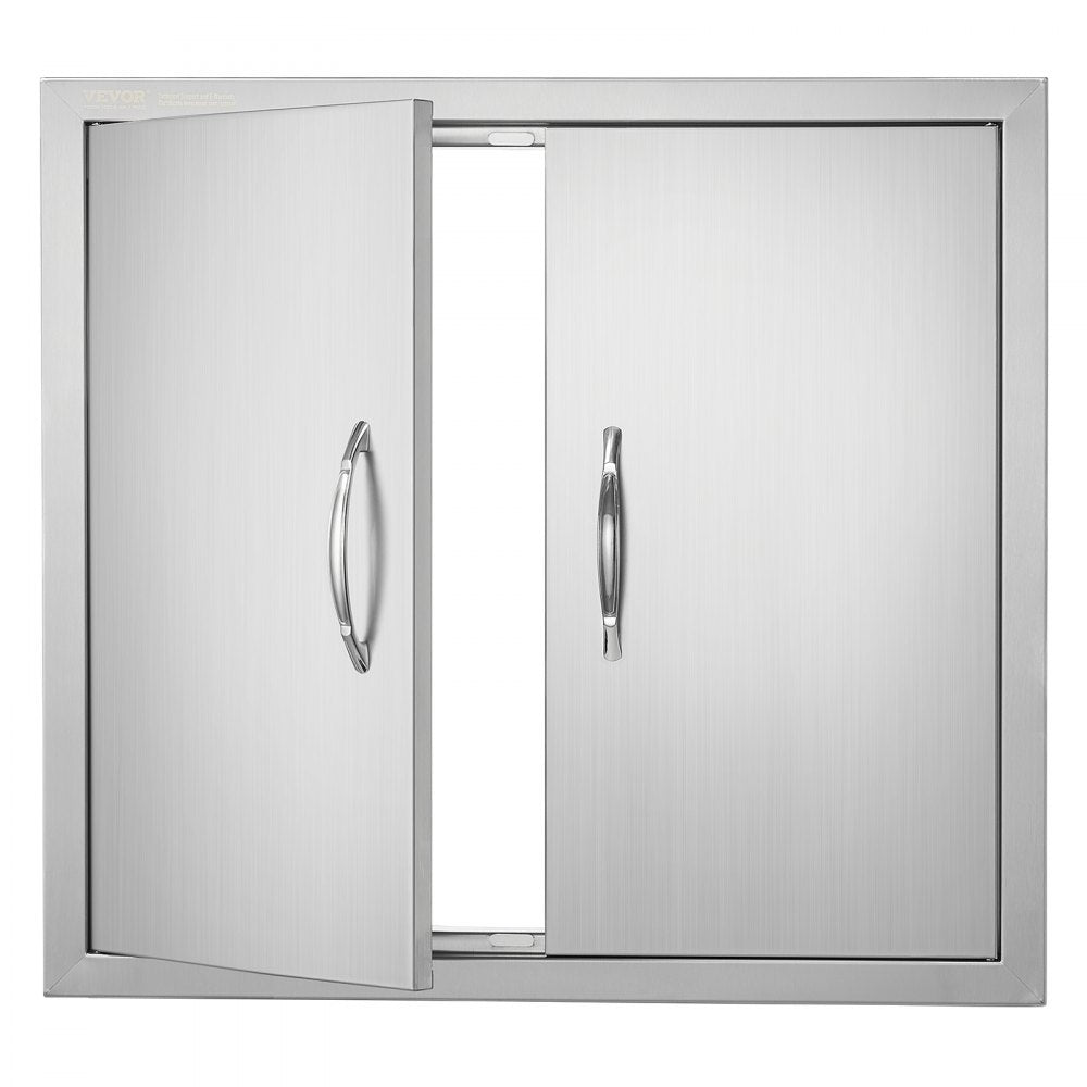 VEVOR BBQ Access Door, 26W x 24H Inch Double Outdoor Kitchen Door, Stainless Steel Flush Mount Door, Wall Vertical Door