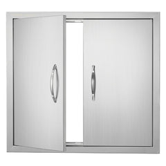 VEVOR BBQ Access Door, 26W x 24H Inch Double Outdoor Kitchen Door, Stainless Steel Flush Mount Door, Wall Vertical Door