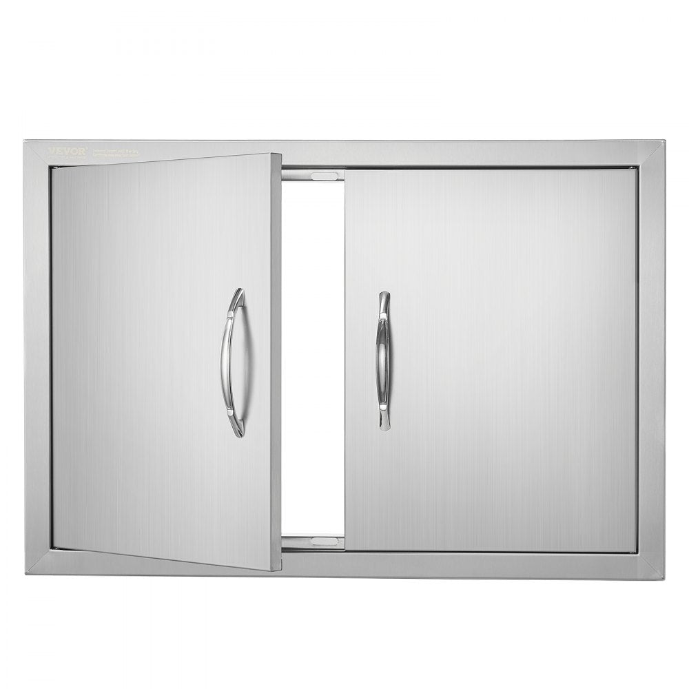 VEVOR BBQ Access Door, 28W x 19H Inch Double Outdoor Kitchen Door, Stainless Steel Flush Mount Door, Wall Vertical Door