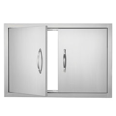 VEVOR BBQ Access Door, 28W x 19H Inch Double Outdoor Kitchen Door, Stainless Steel Flush Mount Door, Wall Vertical Door