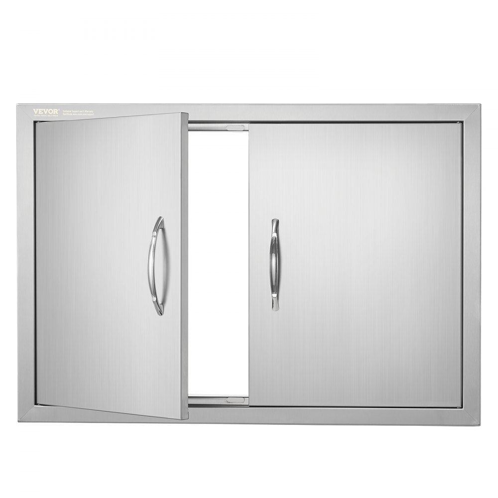 VEVOR BBQ Access Door, 30W x 21H Inch Double Outdoor Kitchen Door, Stainless Steel Flush Mount Door, Wall Vertical Door