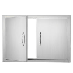 VEVOR BBQ Access Door, 30W x 21H Inch Double Outdoor Kitchen Door, Stainless Steel Flush Mount Door, Wall Vertical Door