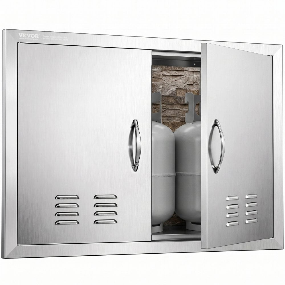 VEVOR BBQ Access Door, 30W x 21H Inch Double Outdoor Kitchen Door, Stainless Steel Flush Mount Door, Wall Vertical Door