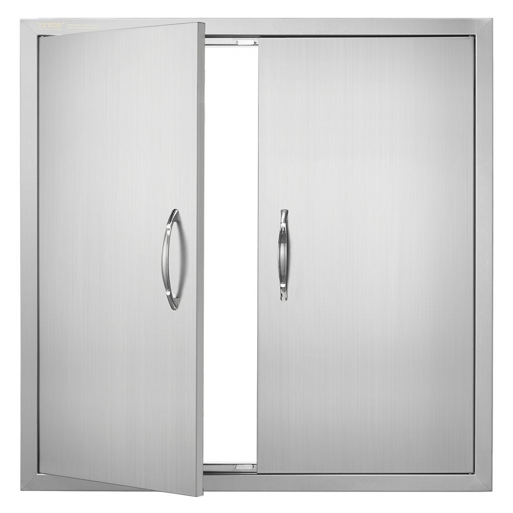 VEVOR BBQ Access Door, 31W x 31H Inch Double Outdoor Kitchen Door, Stainless Steel Flush Mount Door, Wall Vertical Door