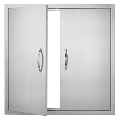 VEVOR BBQ Access Door, 31W x 31H Inch Double Outdoor Kitchen Door, Stainless Steel Flush Mount Door, Wall Vertical Door