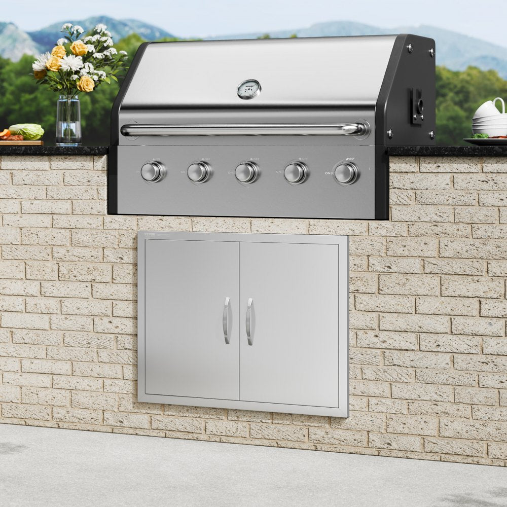 VEVOR BBQ Access Door, 31W x 24H Inch Double Outdoor Kitchen Door, Stainless Steel Flush Mount Door, Double Wall
