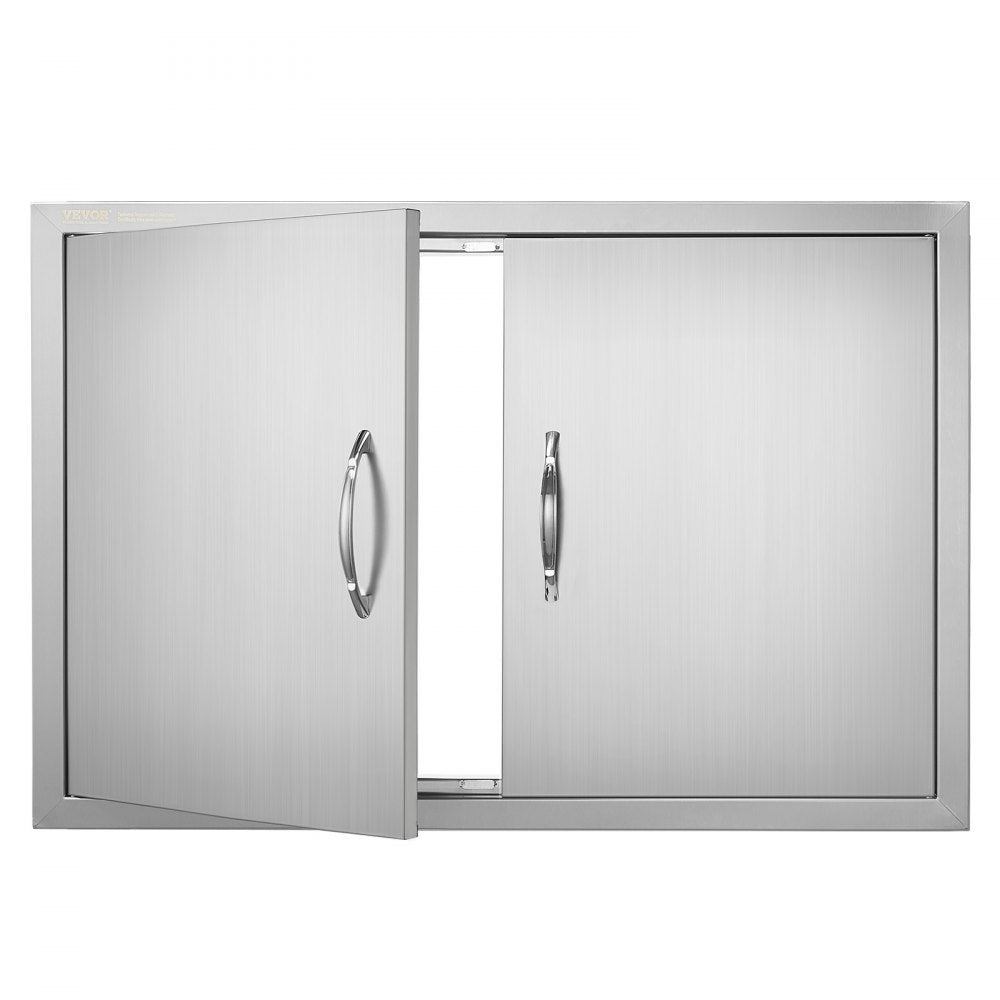 VEVOR BBQ Access Door, 33W x 22H Inch Double Outdoor Kitchen Door, Stainless Steel Flush Mount Door, Wall Vertical Door