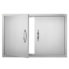 VEVOR BBQ Access Door, 33W x 22H Inch Double Outdoor Kitchen Door, Stainless Steel Flush Mount Door, Wall Vertical Door