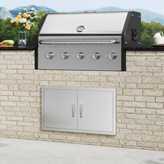 VEVOR BBQ Access Door, 34W x 19H Inch Double Outdoor Kitchen Door, Stainless Steel Flush Mount Door, Wall Vertical Door