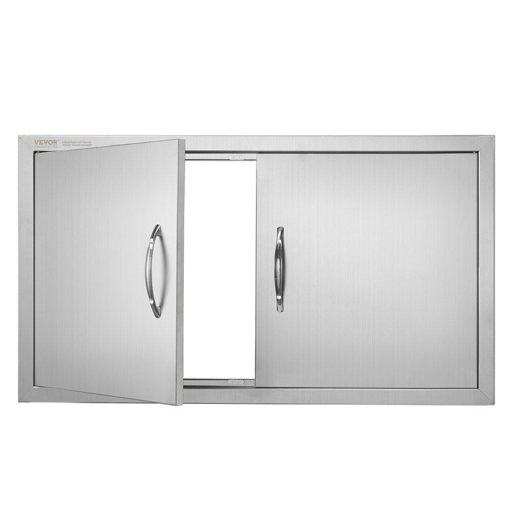VEVOR BBQ Access Door, 34W x 19H Inch Double Outdoor Kitchen Door, Stainless Steel Flush Mount Door, Wall Vertical Door