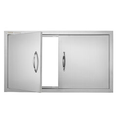VEVOR BBQ Access Door, 34W x 19H Inch Double Outdoor Kitchen Door, Stainless Steel Flush Mount Door, Wall Vertical Door