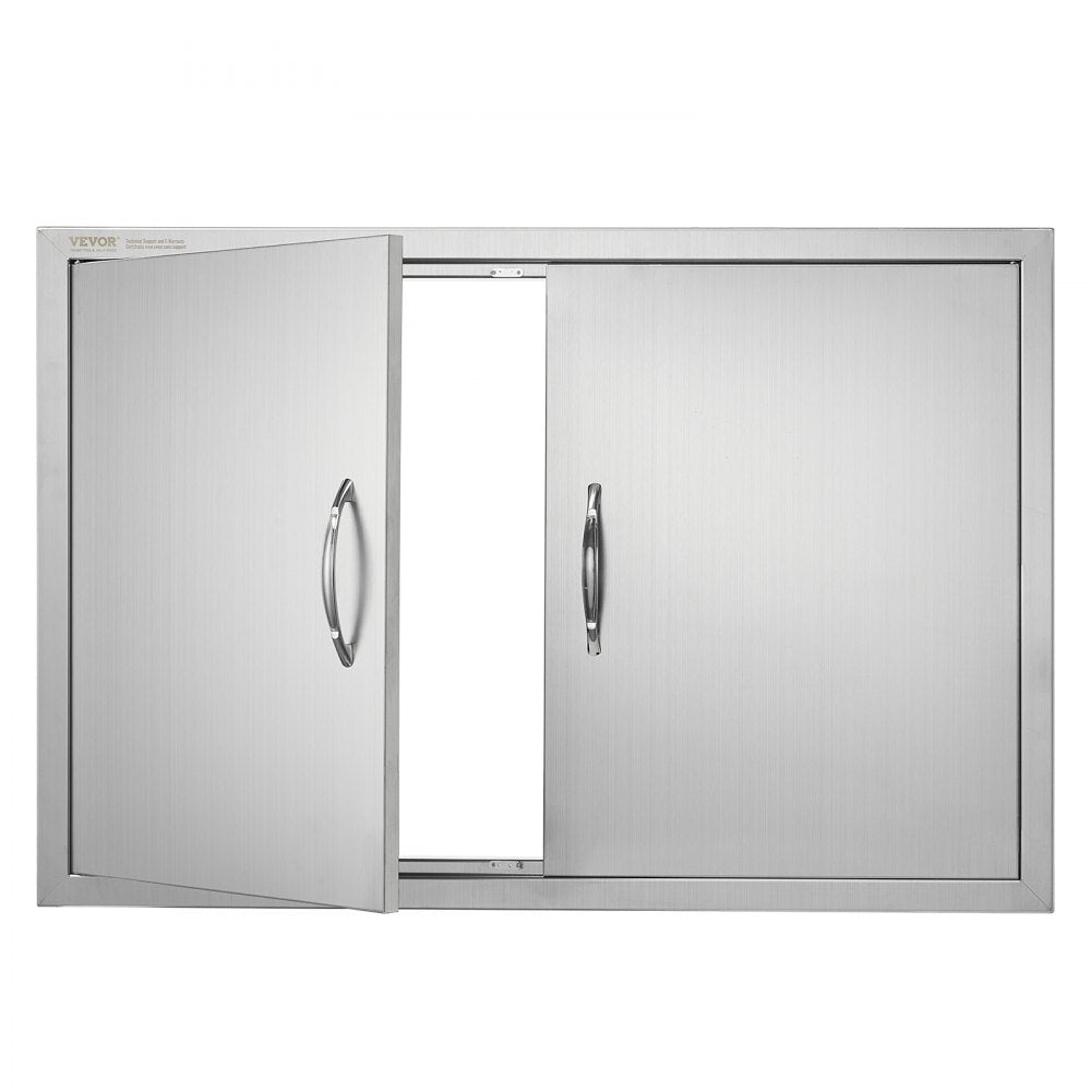 VEVOR BBQ Access Door, 35W x 24H Inch Double Outdoor Kitchen Door, Stainless Steel Flush Mount Door, Wall Vertical Door